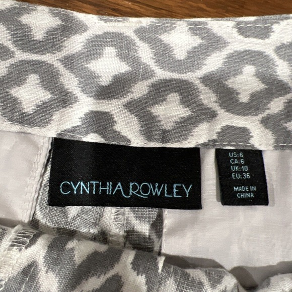 Cynthia Rowley Shorts Women 6 Gray Geometric Pattern Linen - Picture 11 of 14